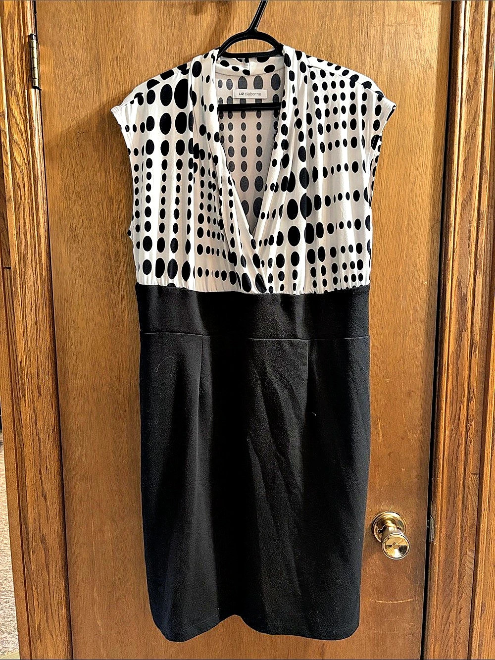 Liz Claiborne Polka Dot Midi Dress in Black & White Size 16